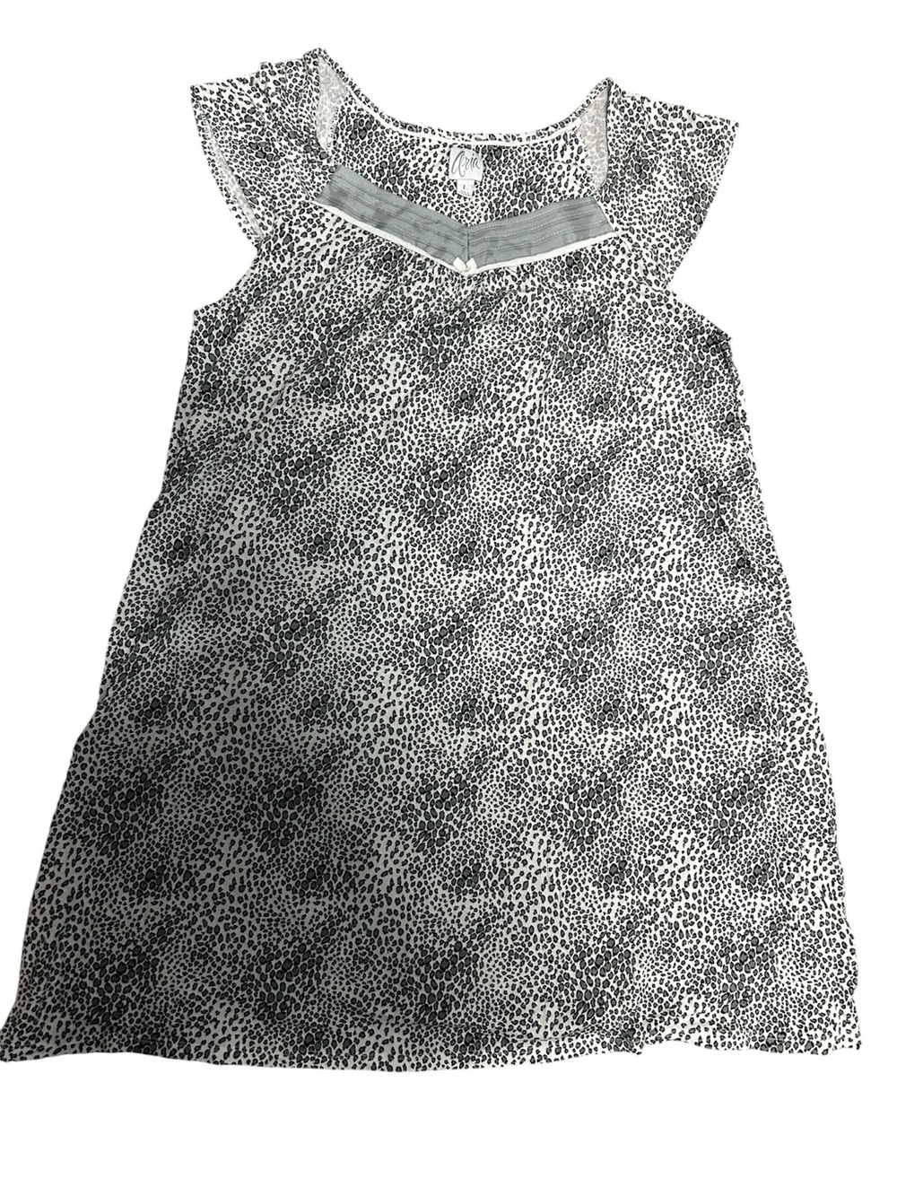 Aria Black & White Leopard Print Soft Sleeveless Nightgown - Sz L